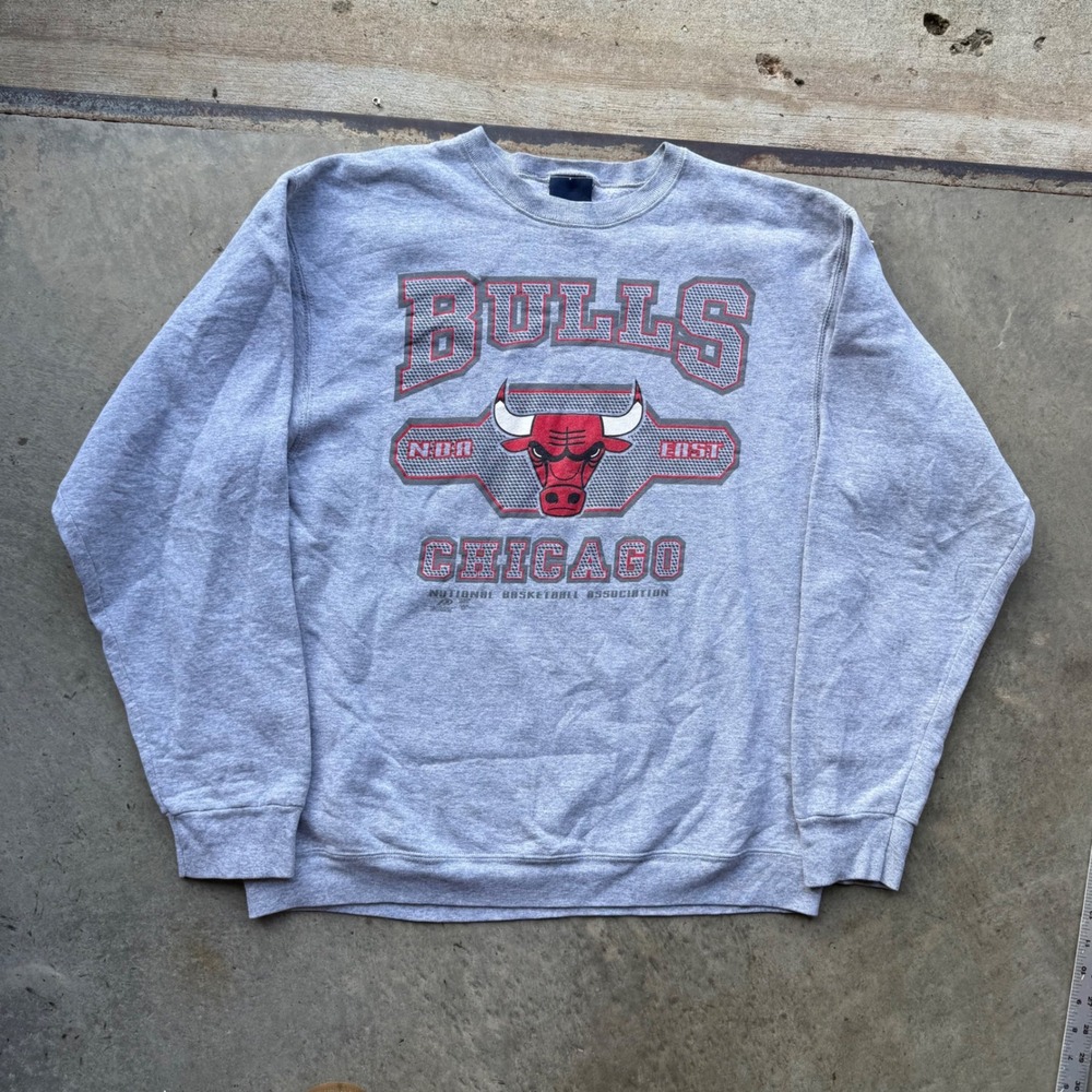 Vintage Pro Player Chicago Bulls Sweatshirt Mens XL Gray NBA Basketball Pullover